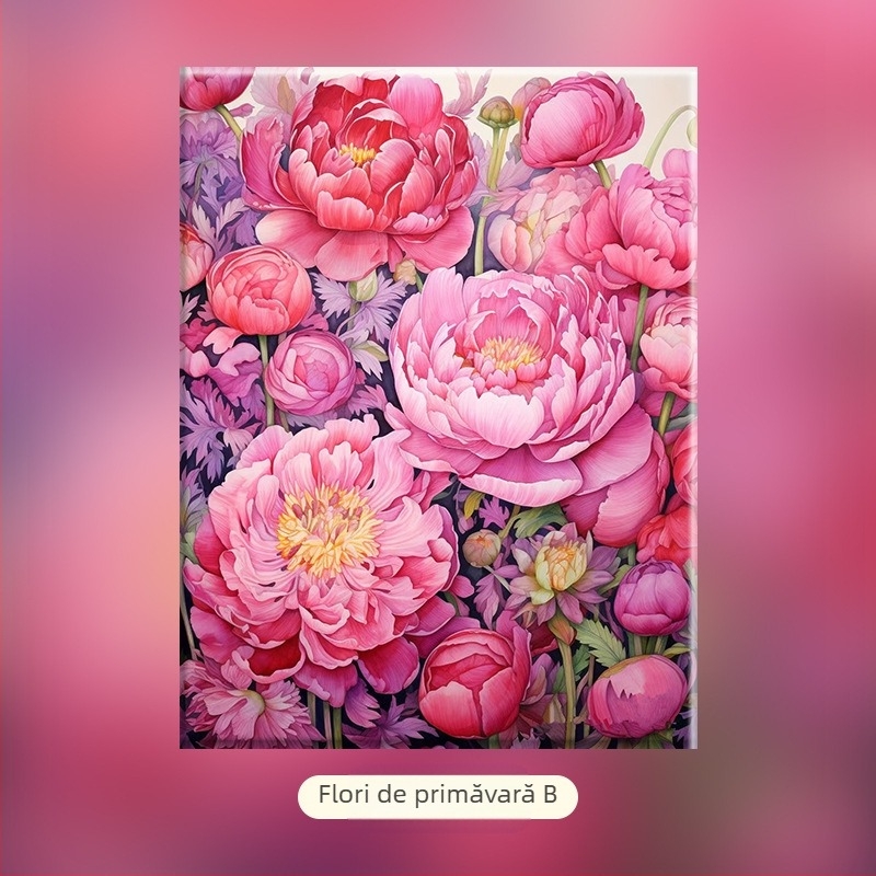 Ciorchini de flori – DIY pictură digitală în ulei, lucrare florală pictată manual, umplere cu acril, fără ramă, stil modern minimalist