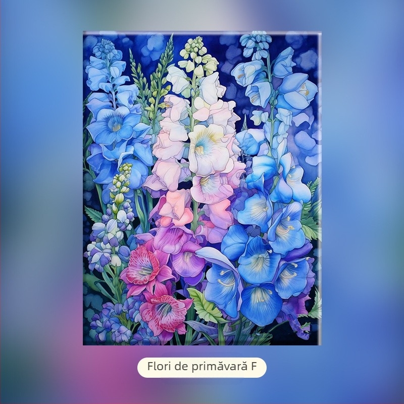 Ciorchini de flori – DIY pictură digitală în ulei, lucrare florală pictată manual, umplere cu acril, fără ramă, stil modern minimalist