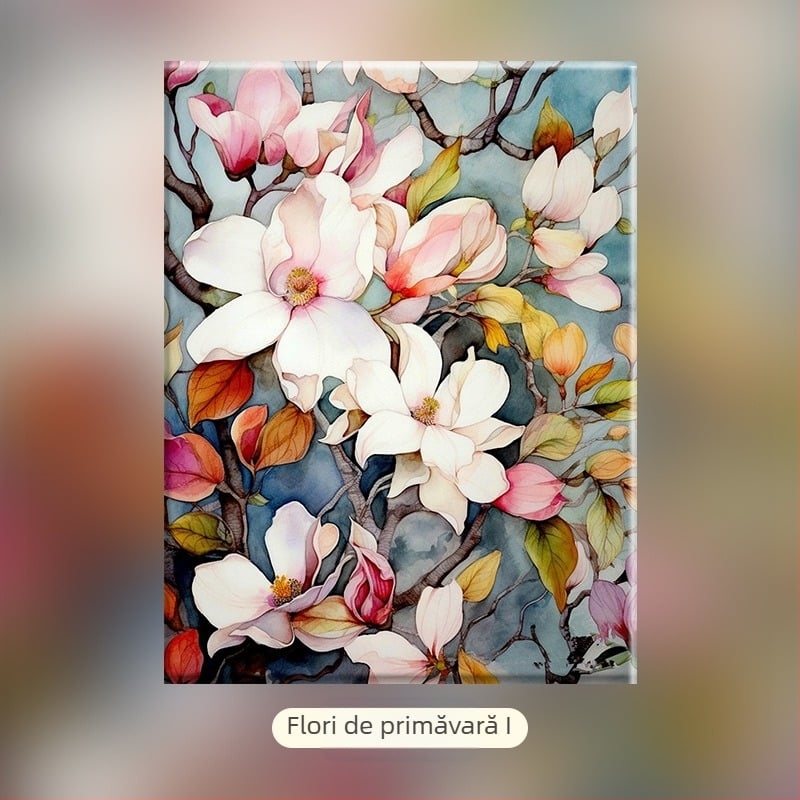 Ciorchini de flori – DIY pictură digitală în ulei, lucrare florală pictată manual, umplere cu acril, fără ramă, stil modern minimalist