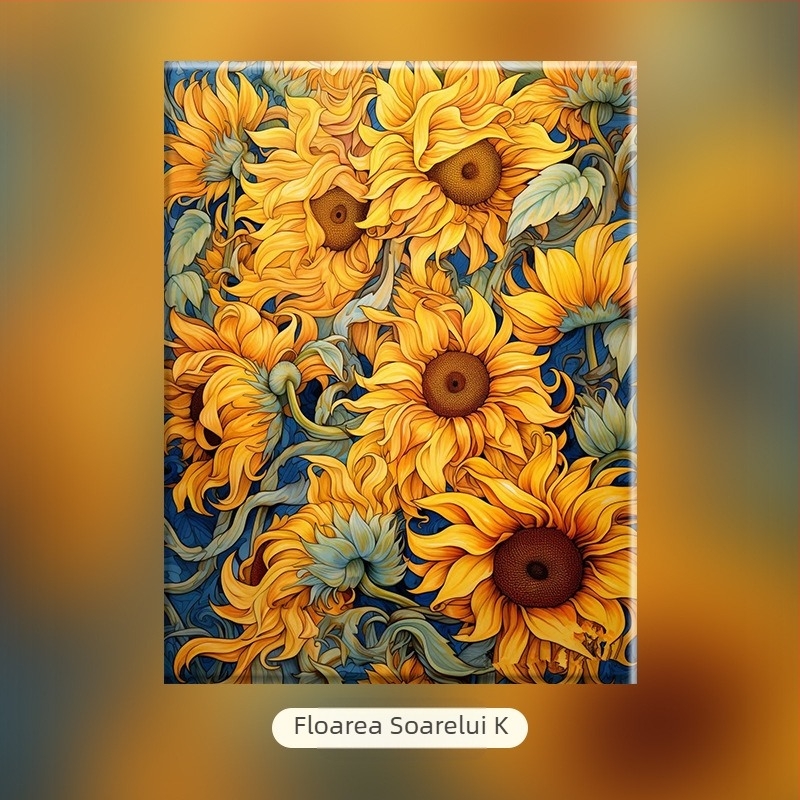 Ciorchini de flori – DIY pictură digitală în ulei, lucrare florală pictată manual, umplere cu acril, fără ramă, stil modern minimalist
