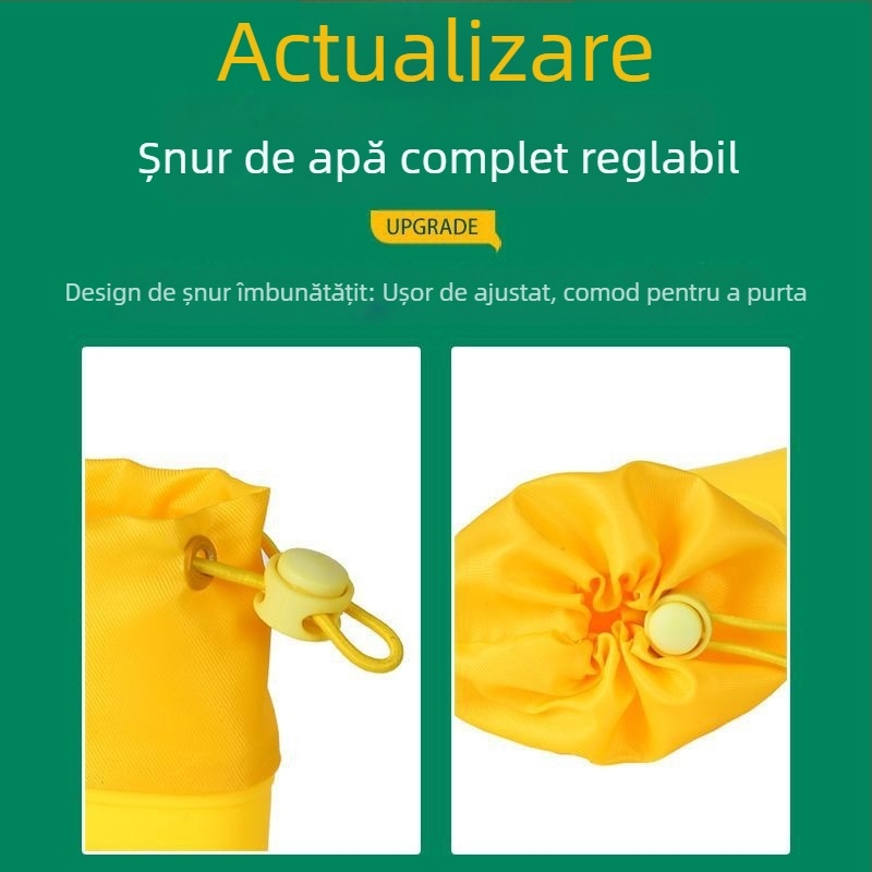 Cizme de ploaie pentru copii, PVC partea superioară, model desen animat, unisex, toc mic, gambă medie