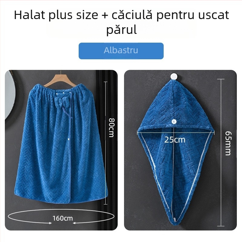 Halat de baie purtabil pentru femei adulte, catifea coral, 505/680 g, seria Prințesa, pentru iarnă