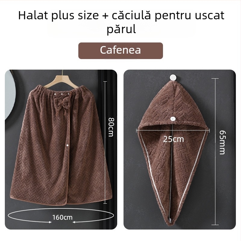 Halat de baie purtabil pentru femei adulte, catifea coral, 505/680 g, seria Prințesa, pentru iarnă