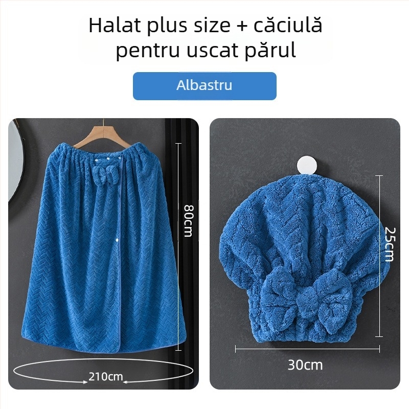 Halat de baie purtabil pentru femei adulte, catifea coral, 505/680 g, seria Prințesa, pentru iarnă