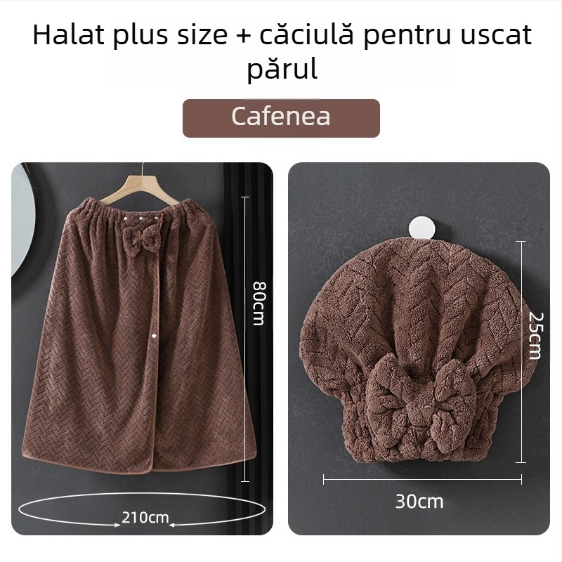 Halat de baie purtabil pentru femei adulte, catifea coral, 505/680 g, seria Prințesa, pentru iarnă