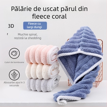 Corner Rabbit căpăcel pentru păr din fleece coral pentru femei, turbán absorbant gros, prosop pentru uscat părul, 21 fire, 80–99 g, cusătură de tiv