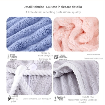 Corner Rabbit căpăcel pentru păr din fleece coral pentru femei, turbán absorbant gros, prosop pentru uscat părul, 21 fire, 80–99 g, cusătură de tiv