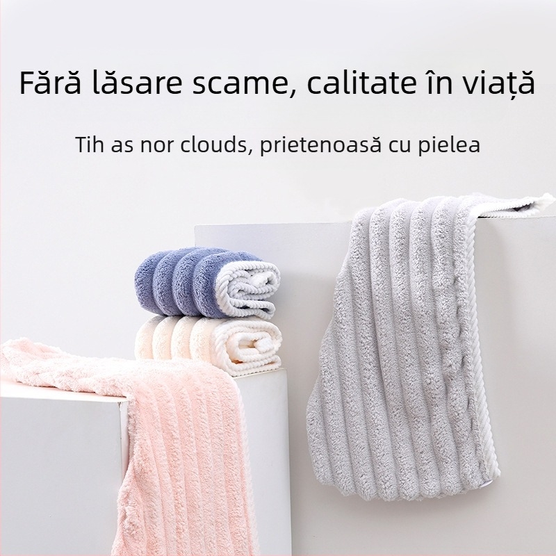 Corner Rabbit căpăcel pentru păr din fleece coral pentru femei, turbán absorbant gros, prosop pentru uscat părul, 21 fire, 80–99 g, cusătură de tiv