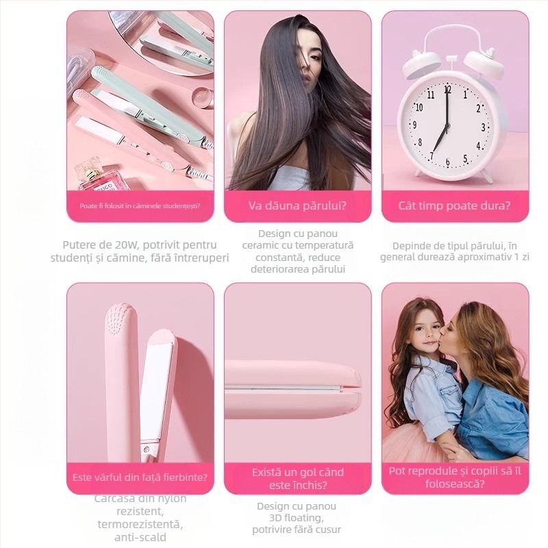Ondulator de păr și placă de îndreptare – dispozitiv dual, temperatură reglabilă, 20W, 220V, aliaj ecologic, stilizare în mai puțin de 1 minut