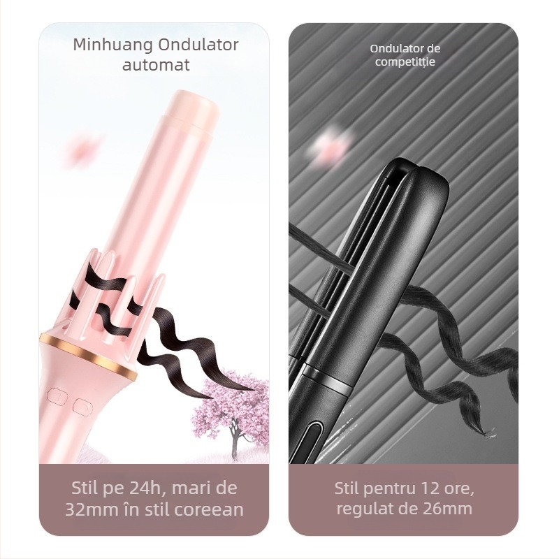 Fier automat pentru bucle și îndreptare, cu încălzire din ceramică de turmalină, 35W, 110–220V CA, 3 setări de temperatură