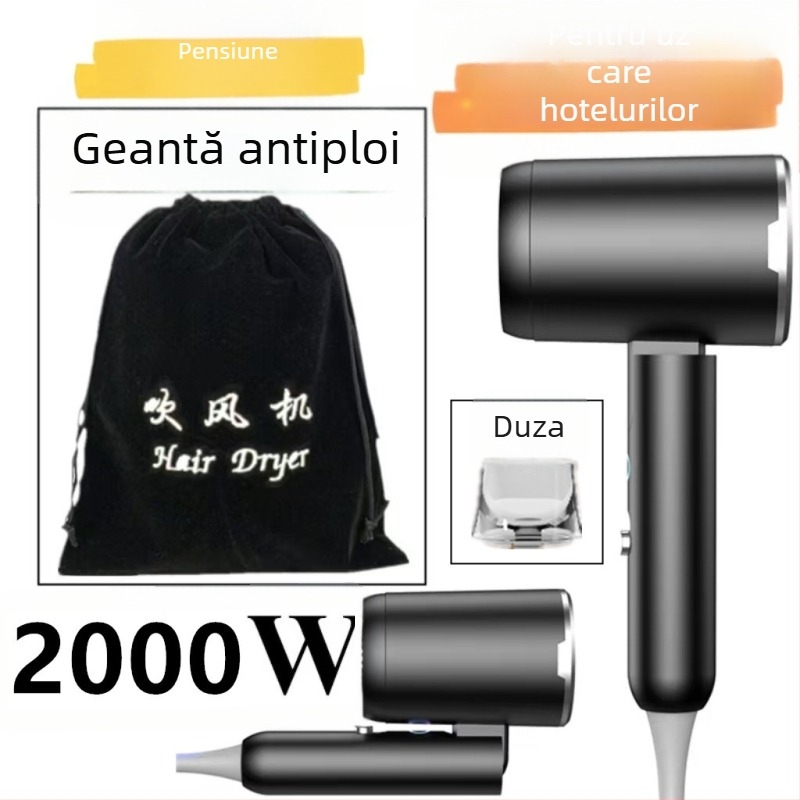 Uscător de păr pliabil 2000W, aer rece/cald, 3 viteze, 220V