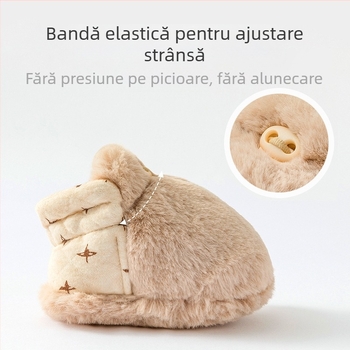 Pantofi pentru copii mici cu design desen animat (12–36 luni; partea superioară din bumbac; căptușeală fleece; talpă moale; toamnă–iarna)