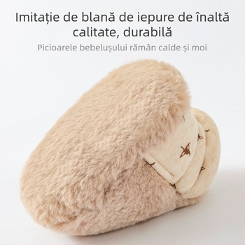 Pantofi pentru copii mici cu design desen animat (12–36 luni; partea superioară din bumbac; căptușeală fleece; talpă moale; toamnă–iarna)