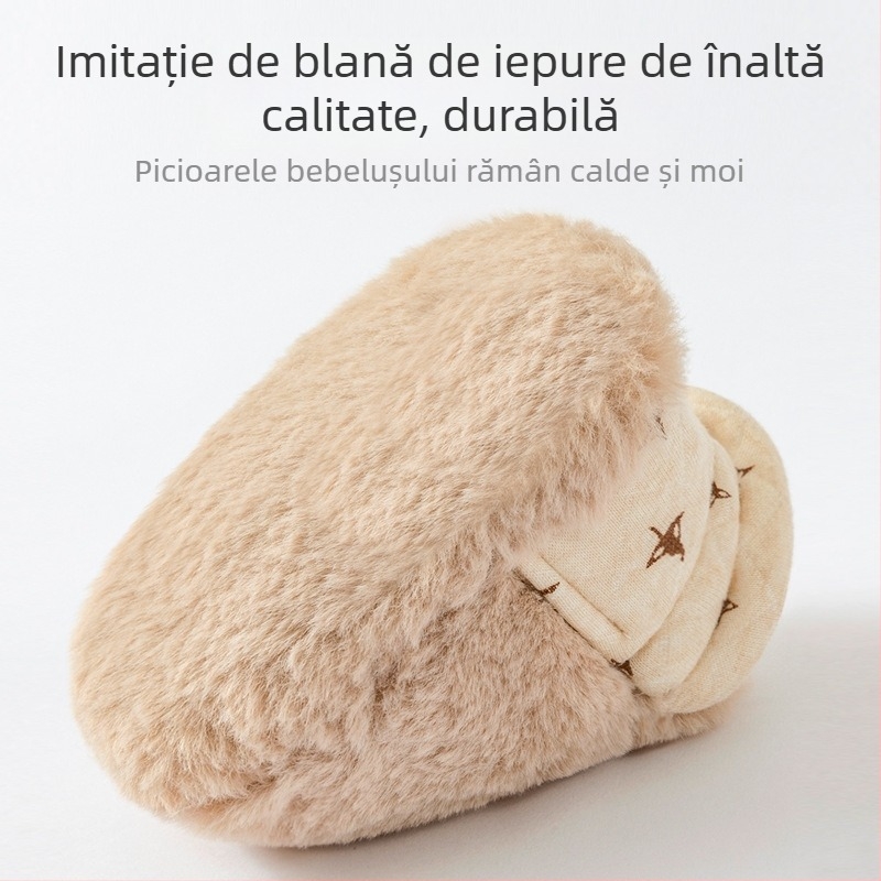 Pantofi pentru copii mici cu design desen animat (12–36 luni; partea superioară din bumbac; căptușeală fleece; talpă moale; toamnă–iarna)