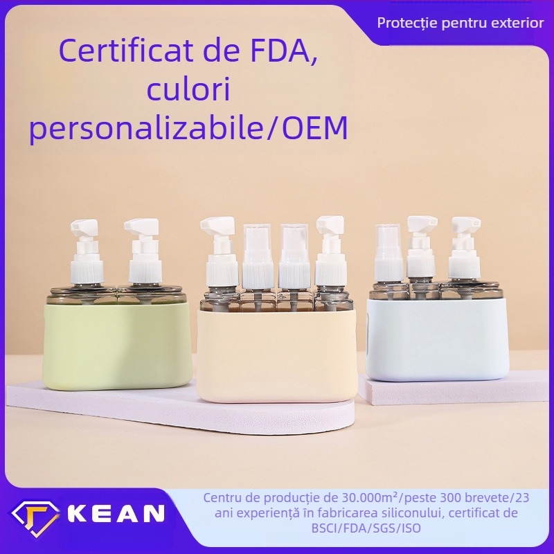 Set de umplere de călătorie trei în unu, cu sticle cosmetice din plastic și silicon, model TA3 sub-umplere, ambalare exterioară