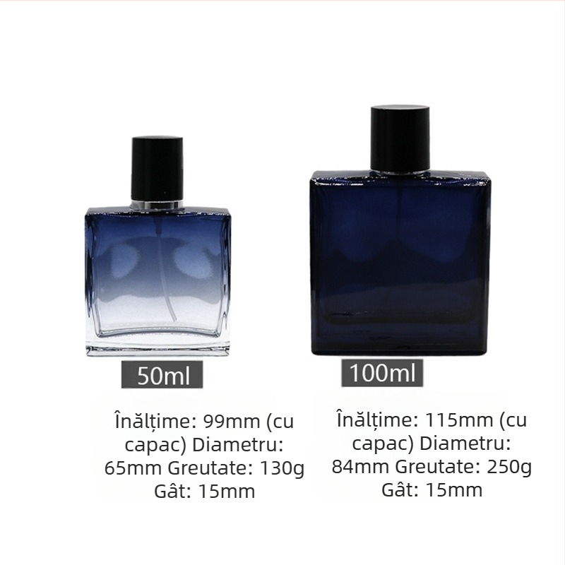 Daniel flacon de parfum din sticlă cristal, formă pătrată, capac bayonet, pulverizator, imprimare logo disponibil