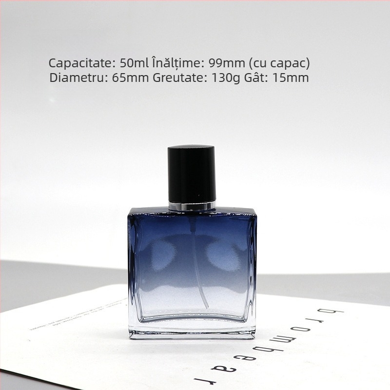 Daniel flacon de parfum din sticlă cristal, formă pătrată, capac bayonet, pulverizator, imprimare logo disponibil