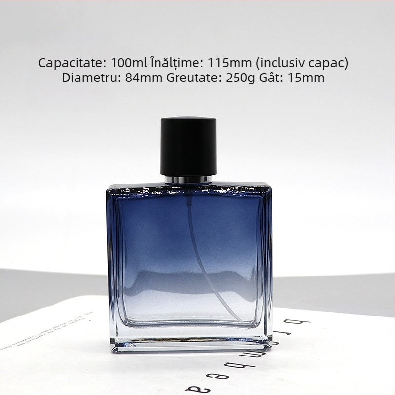 Daniel flacon de parfum din sticlă cristal, formă pătrată, capac bayonet, pulverizator, imprimare logo disponibil