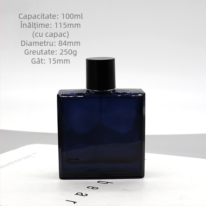 Daniel flacon de parfum din sticlă cristal, formă pătrată, capac bayonet, pulverizator, imprimare logo disponibil