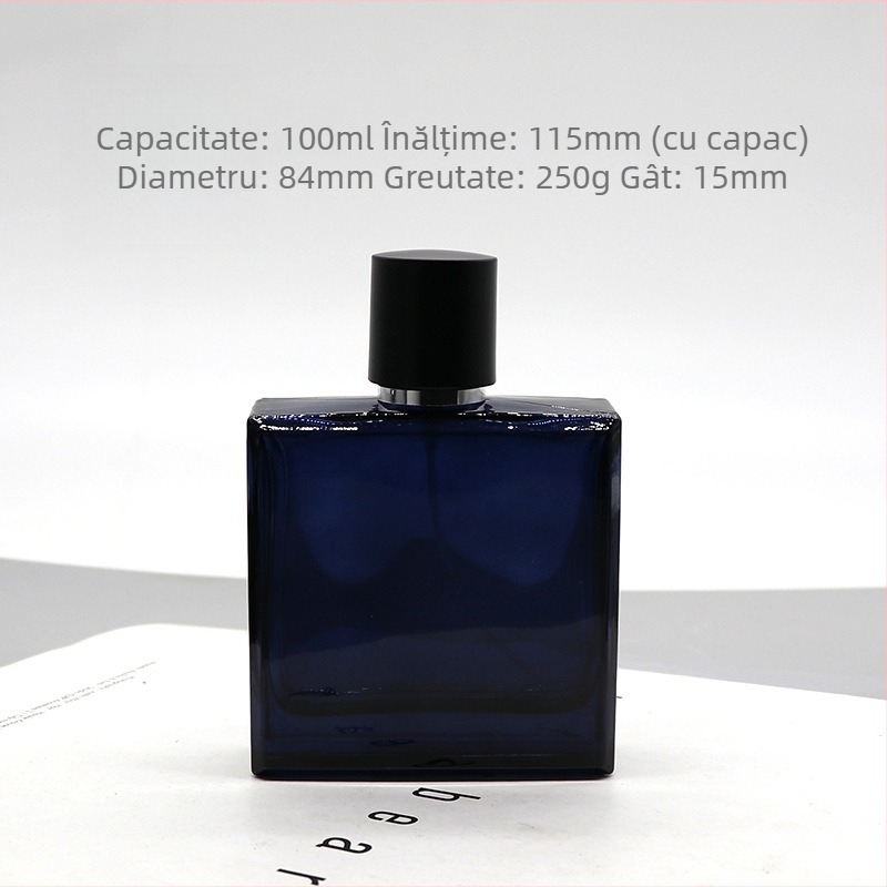 Daniel flacon de parfum din sticlă cristal, formă pătrată, capac bayonet, pulverizator, imprimare logo disponibil