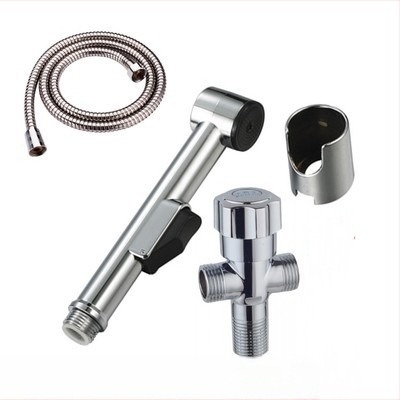 Pistol de duș portabil pentru toaletă din ABS, cu set de furtun, model HU-887, funcție presurizare, montaj prin conectare manuală, temperatură de lucru 80°C