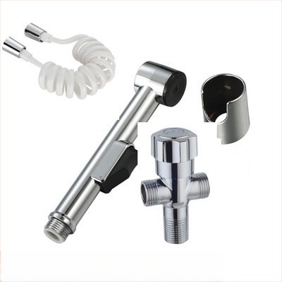 Pistol de duș portabil pentru toaletă din ABS, cu set de furtun, model HU-887, funcție presurizare, montaj prin conectare manuală, temperatură de lucru 80°C