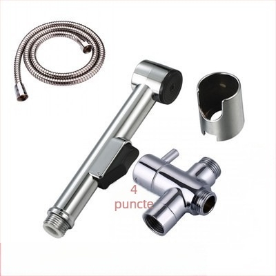 Pistol de duș portabil pentru toaletă din ABS, cu set de furtun, model HU-887, funcție presurizare, montaj prin conectare manuală, temperatură de lucru 80°C