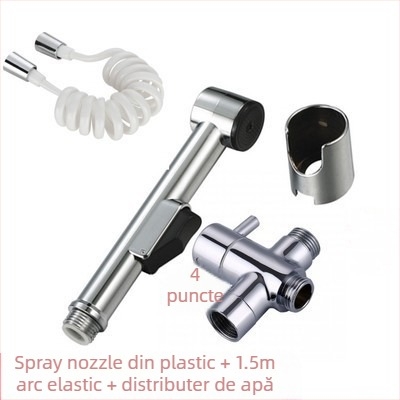 Pistol de duș portabil pentru toaletă din ABS, cu set de furtun, model HU-887, funcție presurizare, montaj prin conectare manuală, temperatură de lucru 80°C