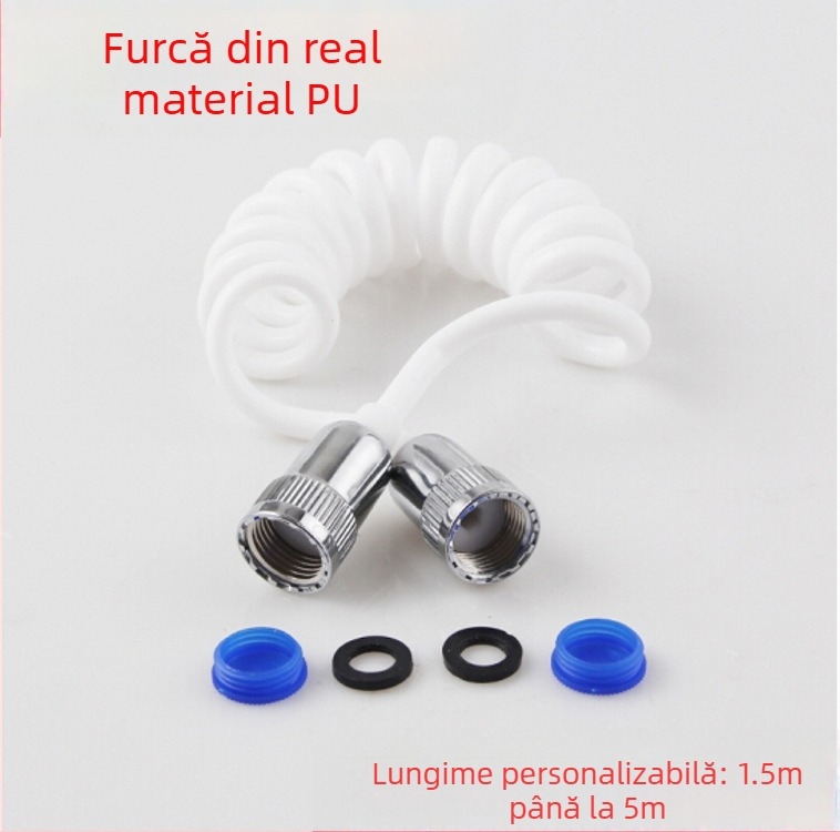 Pistol de duș portabil pentru toaletă din ABS, cu set de furtun, model HU-887, funcție presurizare, montaj prin conectare manuală, temperatură de lucru 80°C