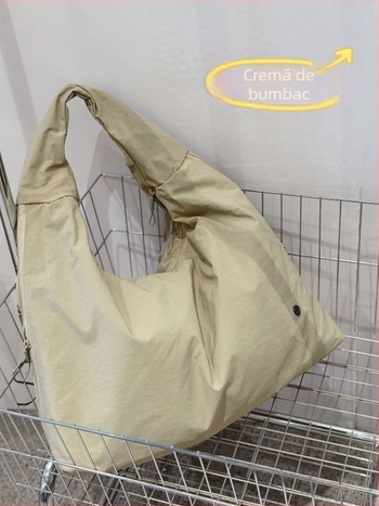 Geantă de umăr Bou bou, material parașută, formă orizontală pătrată, fermoar, căptușeală din bumbac, buzunar laptop și buzunar laminat cu fermoar