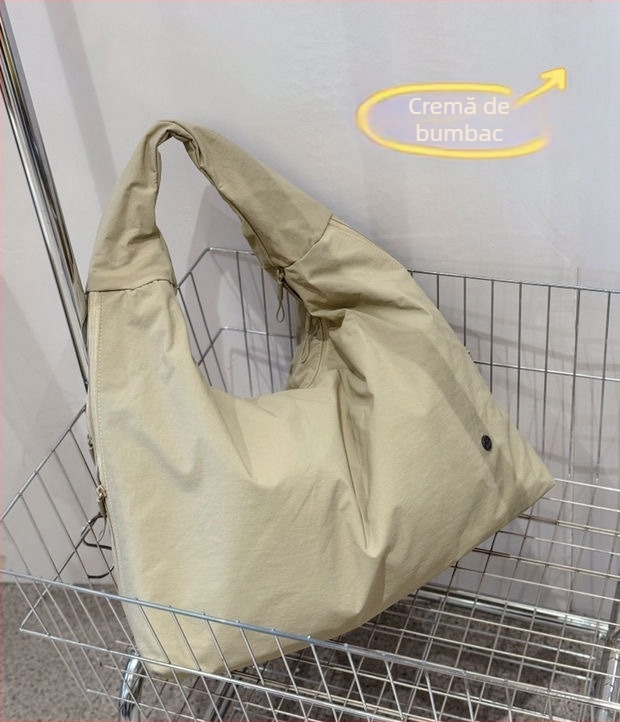 Geantă de umăr Bou bou, material parașută, formă orizontală pătrată, fermoar, căptușeală din bumbac, buzunar laptop și buzunar laminat cu fermoar
