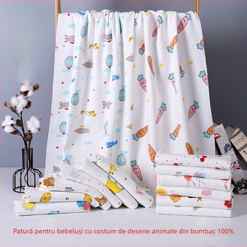 Prosop bebeluși 100% bumbac, wrap moale și respirabil pentru nou-născuți, cu imprimeu animale