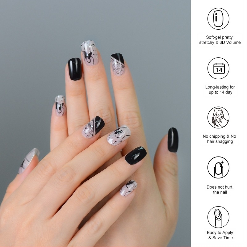 XT Benzi de unghii cu model fluture – gel UV, semi-uscate, acoperire completă