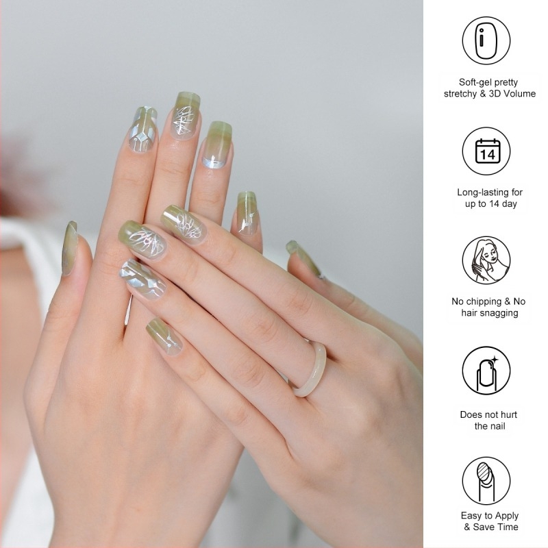 XT Benzi de unghii cu model fluture – gel UV, semi-uscate, acoperire completă