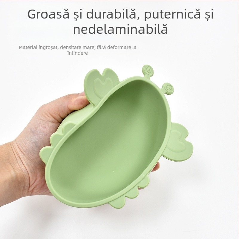 Maiya bol pentru bebeluși din silicon cu ventuză în formă de crab – farfurie de masă din silicon, potrivită copiilor 6+ luni