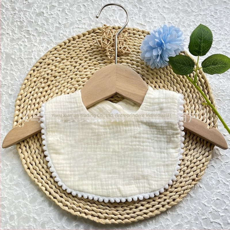 Salivă bebeluți din tifon de bumbac, dublu strat, broderie, pentru sugari 1–3 ani (80–100 cm), greutate 0,05 kg