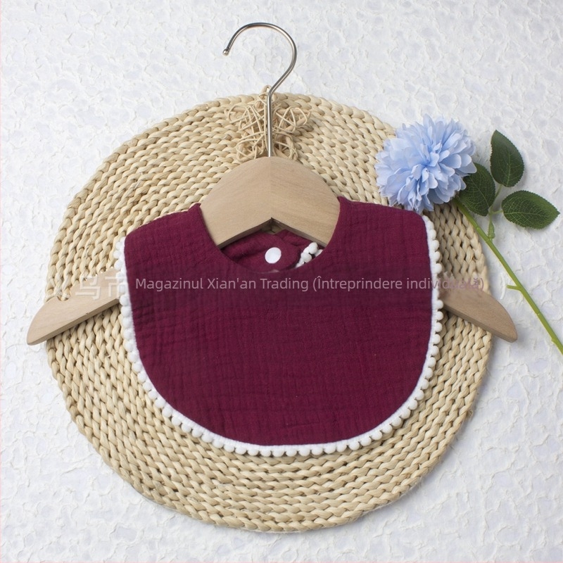 Salivă bebeluți din tifon de bumbac, dublu strat, broderie, pentru sugari 1–3 ani (80–100 cm), greutate 0,05 kg