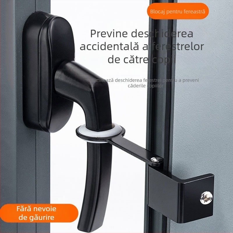Încuietoare de siguranță pentru ferestre, instalare fără găuri, protecție pentru copii, din aliaj de aluminiu și oțel plastic, pentru ferestre exterioare, marca Deyibao