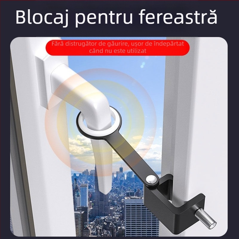 Încuietoare de siguranță pentru ferestre, instalare fără găuri, protecție pentru copii, din aliaj de aluminiu și oțel plastic, pentru ferestre exterioare, marca Deyibao