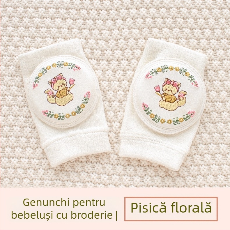 Protecție pentru genunchi pentru copii, plasă respirabilă, broderie, țesătură din bumbac elastic, pentru cățărare și joacă în aer liber (1–3 ani)