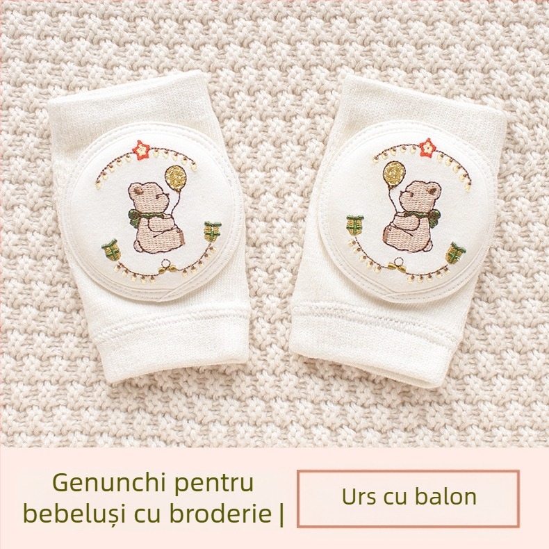 Protecție pentru genunchi pentru copii, plasă respirabilă, broderie, țesătură din bumbac elastic, pentru cățărare și joacă în aer liber (1–3 ani)