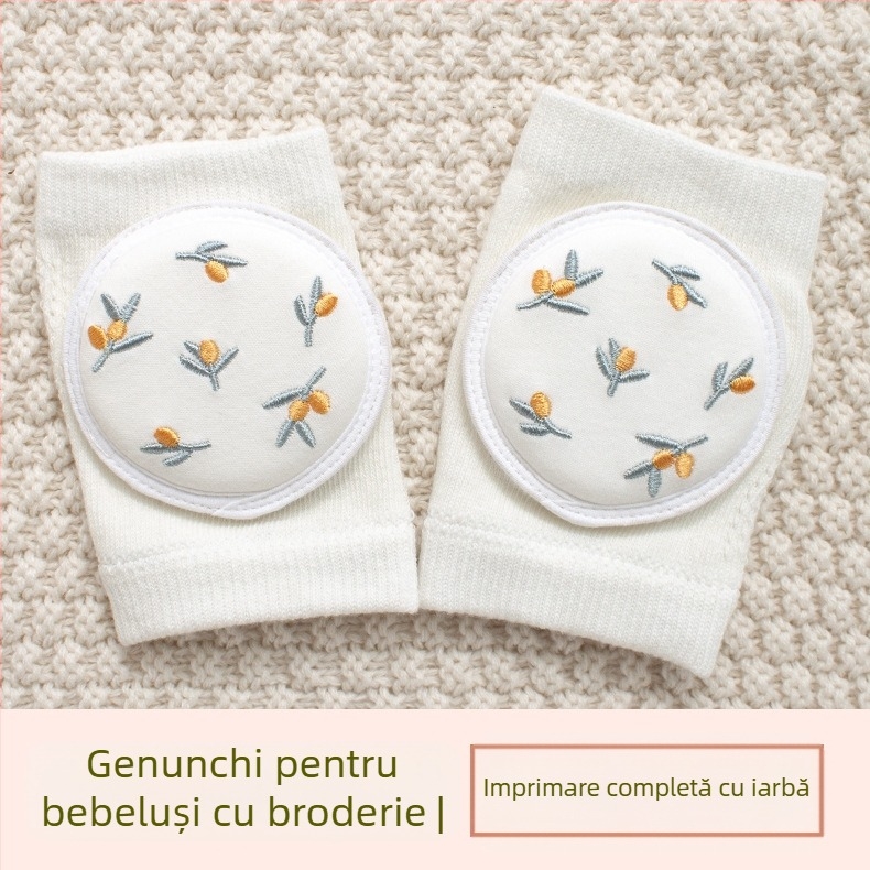 Protecție pentru genunchi pentru copii, plasă respirabilă, broderie, țesătură din bumbac elastic, pentru cățărare și joacă în aer liber (1–3 ani)