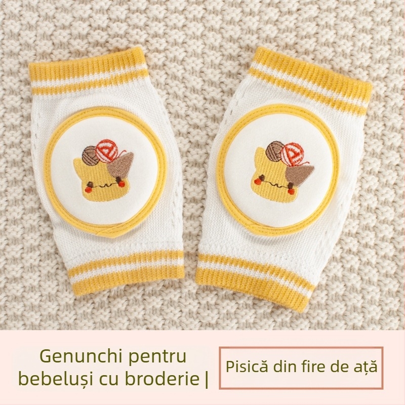 Protecție pentru genunchi pentru copii, plasă respirabilă, broderie, țesătură din bumbac elastic, pentru cățărare și joacă în aer liber (1–3 ani)