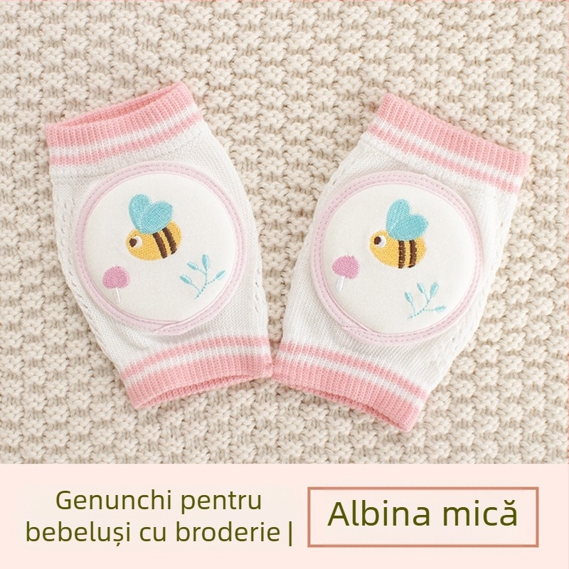 Protecție pentru genunchi pentru copii, plasă respirabilă, broderie, țesătură din bumbac elastic, pentru cățărare și joacă în aer liber (1–3 ani)