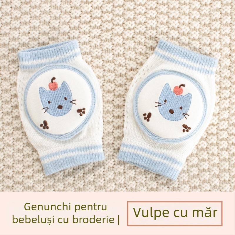 Protecție pentru genunchi pentru copii, plasă respirabilă, broderie, țesătură din bumbac elastic, pentru cățărare și joacă în aer liber (1–3 ani)