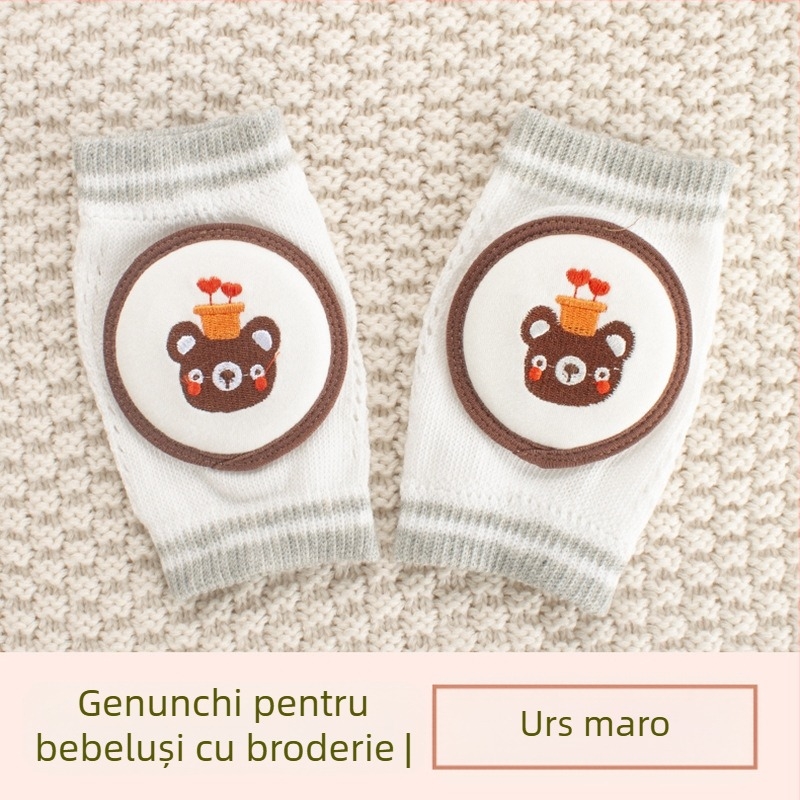 Protecție pentru genunchi pentru copii, plasă respirabilă, broderie, țesătură din bumbac elastic, pentru cățărare și joacă în aer liber (1–3 ani)