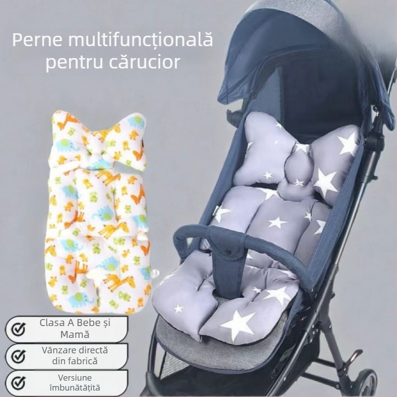 Pernă groasă din bumbac pentru scaunul de cărucior, stil coreean, universală pentru toate anotimpurile, potrivită pentru bebeluși 0–3 ani
