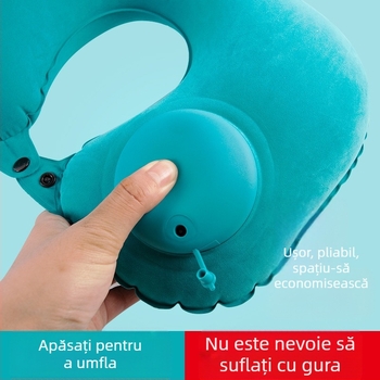 Set pernă de gât pentru călătorii Malisjiang – trei piese cu mască pentru ochi și dopuri de urechi; pernă gonflabilă în formă de U, PVC cu flocking, personalizabil