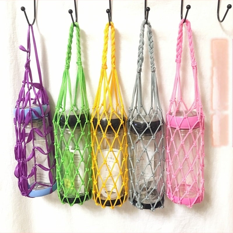 Geantă din plasă țesută manual pentru sticla de apă Zeguo – poliester, unisex, design geometric