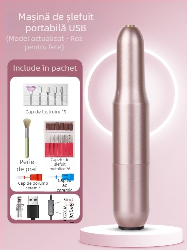 Fișier electric pentru unghii – plastic + oțel inoxidabil, instrument de șlefuire a suprafeței unghiilor, 1 bucată, marcă domestică, potrivit pentru utilizatori obișnuiți